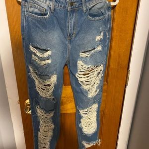 Medium blue wash boyfriend jeans